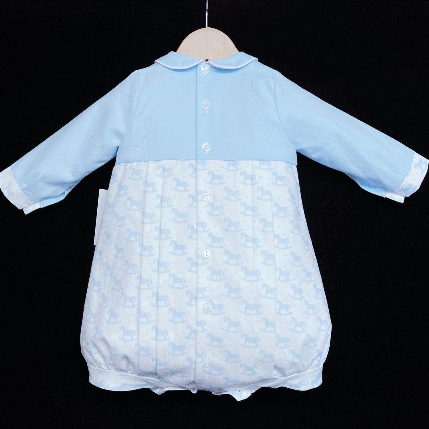 *SALE* Infant Boy Blue Rocking Horse Romper Onesie "LM150"