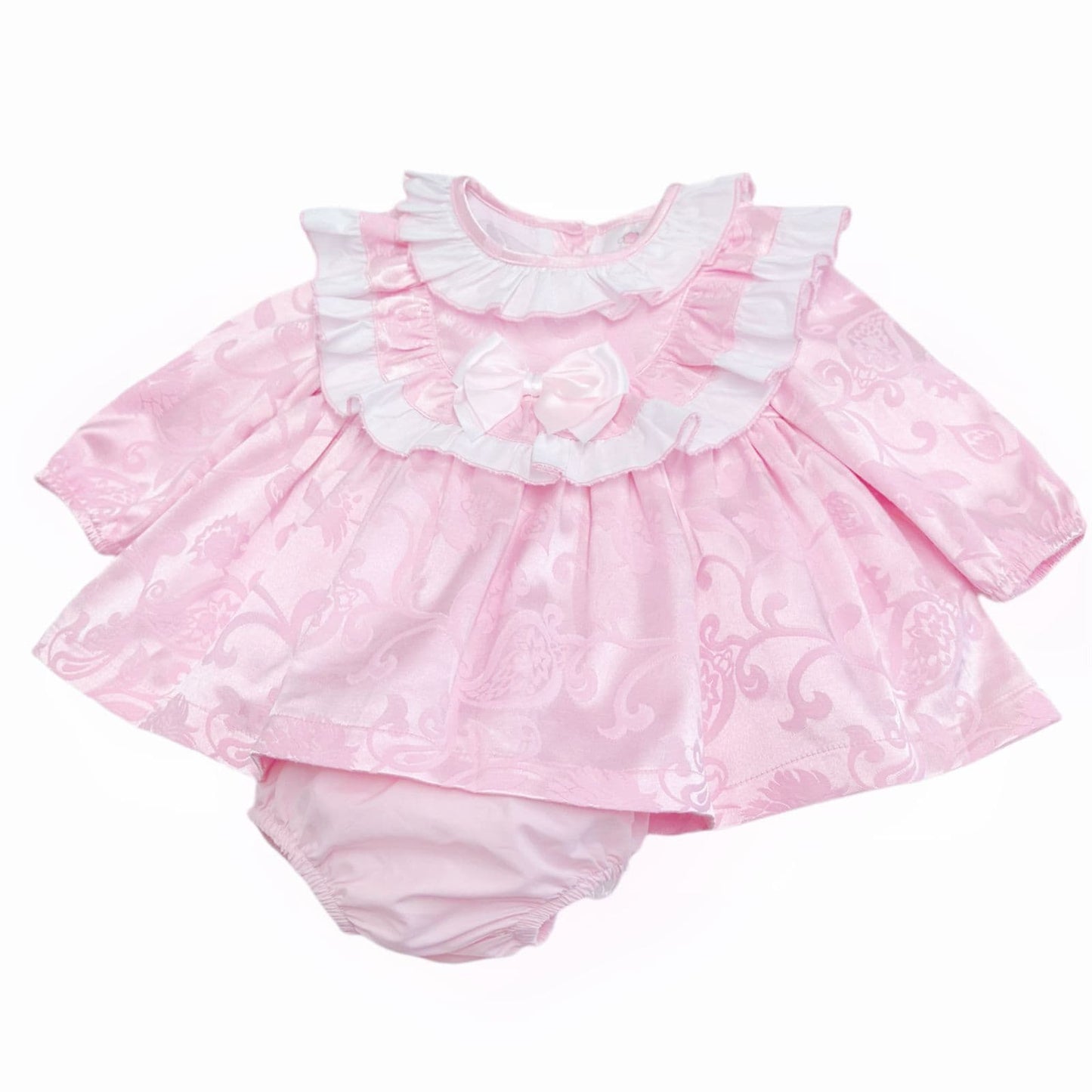 *SALE* Pink Jacquard Big Collar Dress with Pants "2415"