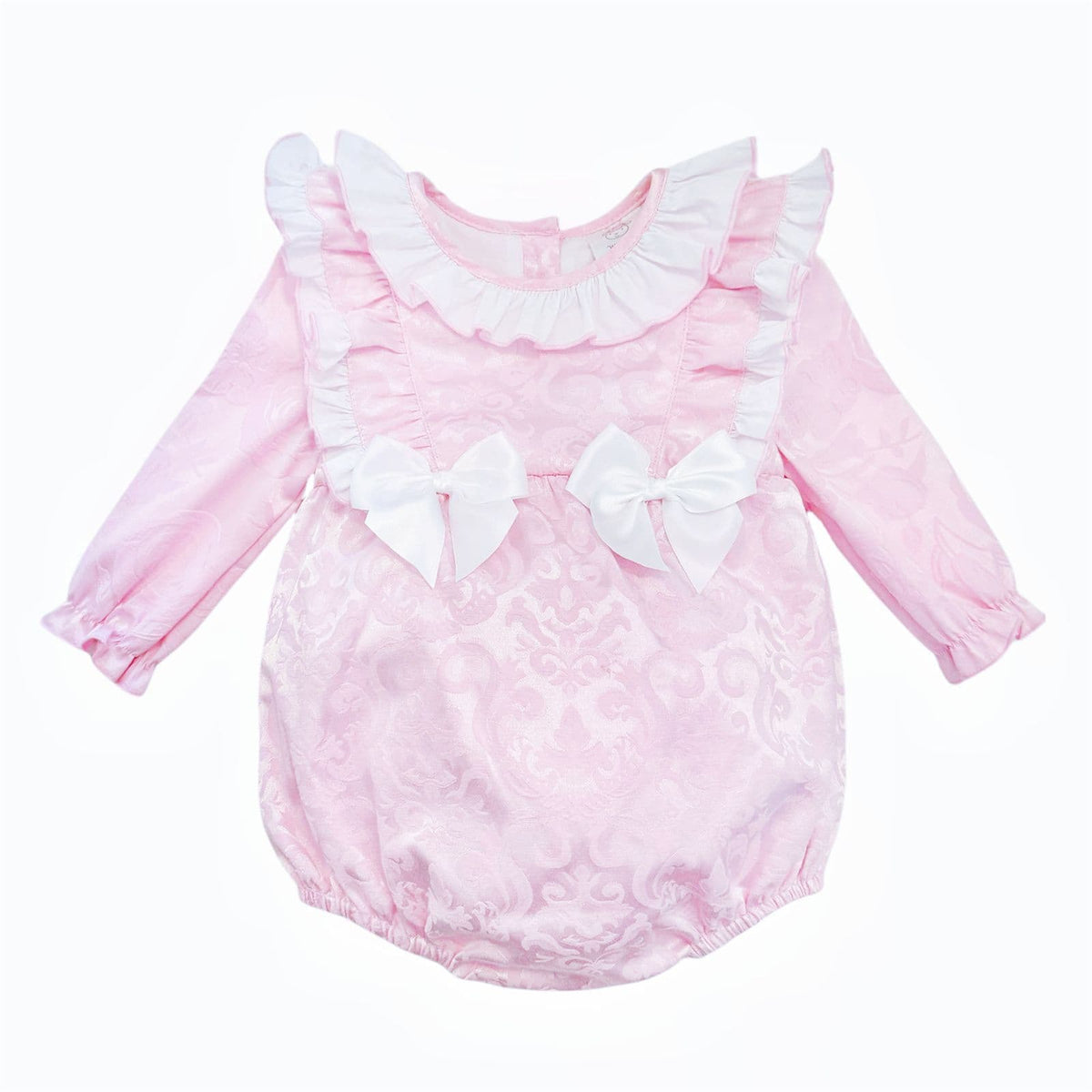 *SALE* Pink Jacquard Frilly Shoulder Romper "2420"
