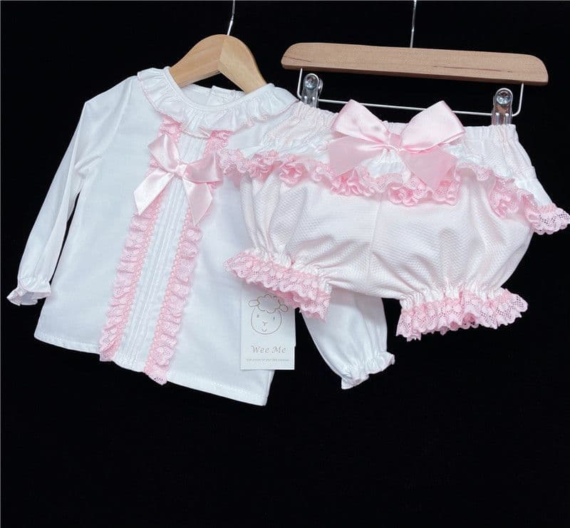 *SALE* Pink Lacey Shorts Set Big Satin Bow "MYD831P"