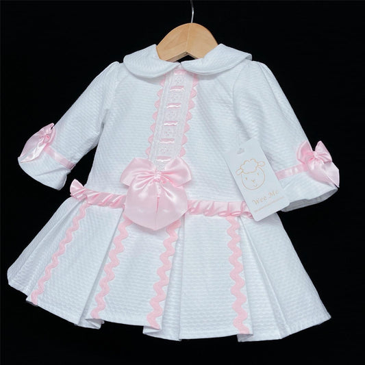 *SALE* Stunning Baby Girl White Pink Half Sleeve Princess Dress "8614WP"