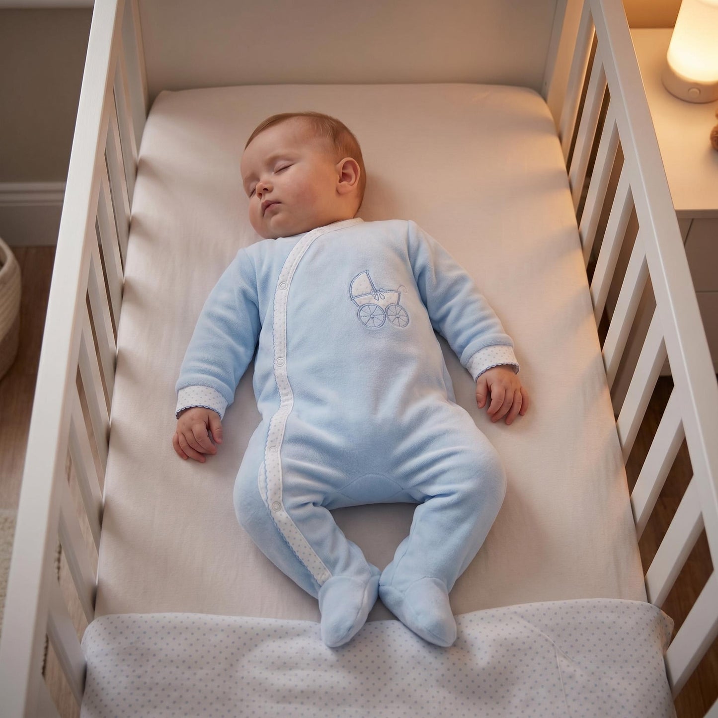 Baby Boys Blue Velour Carriage Bodysuit