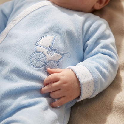 Baby Boys Blue Velour Carriage Bodysuit