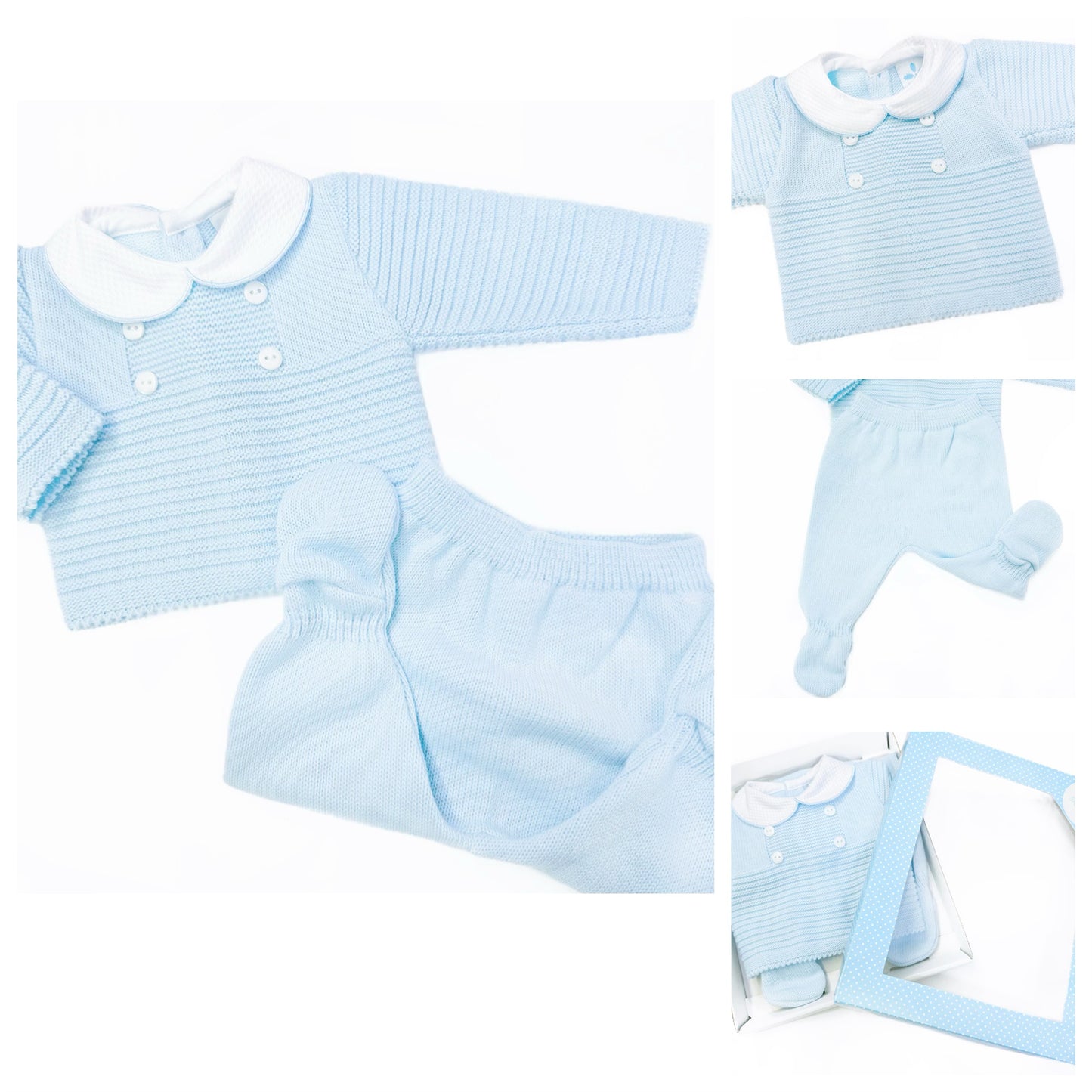 Blue Knitted Boys Two-Piece Outfit Set