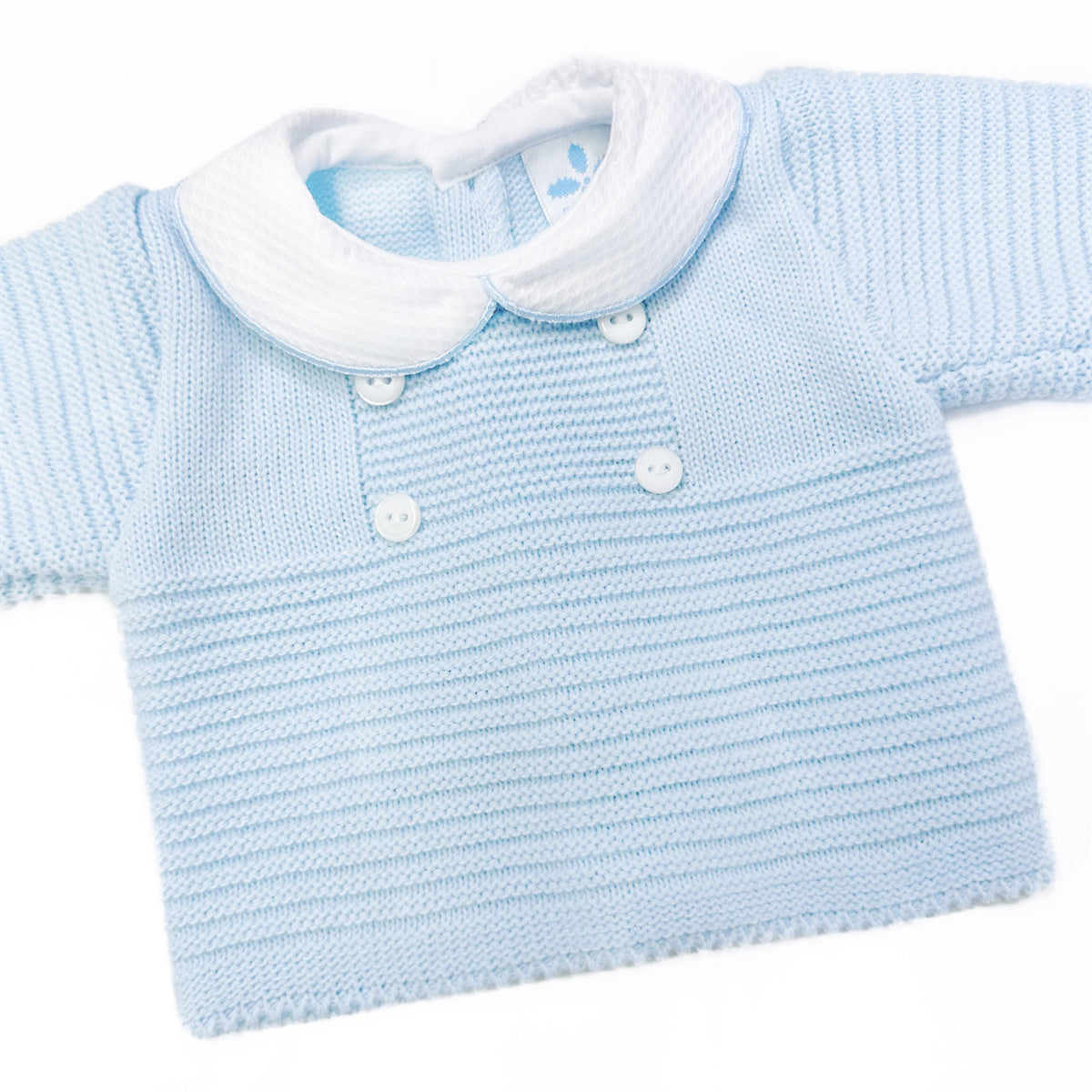 Blue Knitted Boys Two-Piece Outfit Set