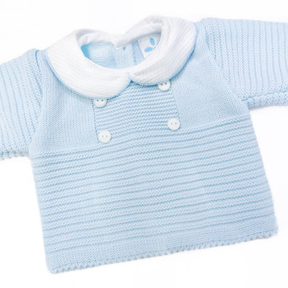 Blue Knitted Boys Two-Piece Outfit Set