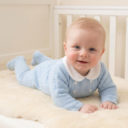 Blue Knitted Boys Two-Piece Outfit Set