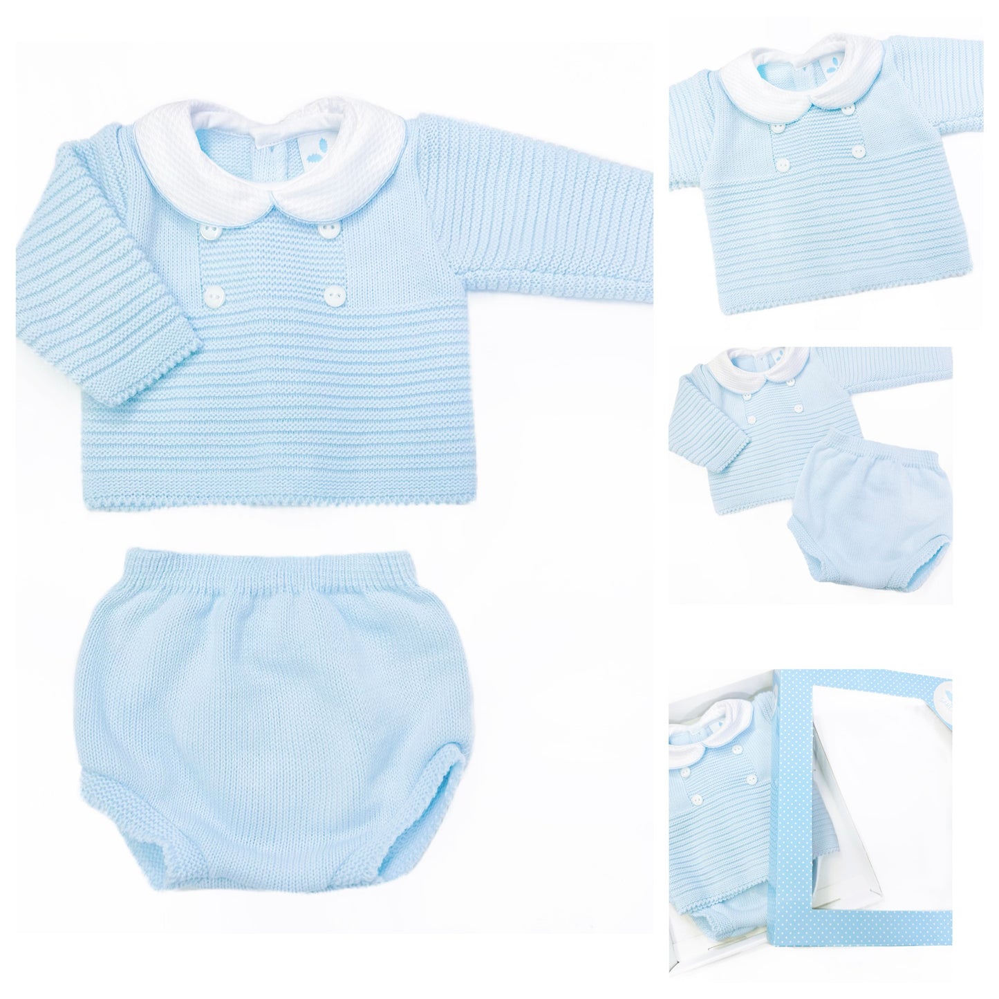 Baby Boys Blue Knitted Two-Piece Outfit