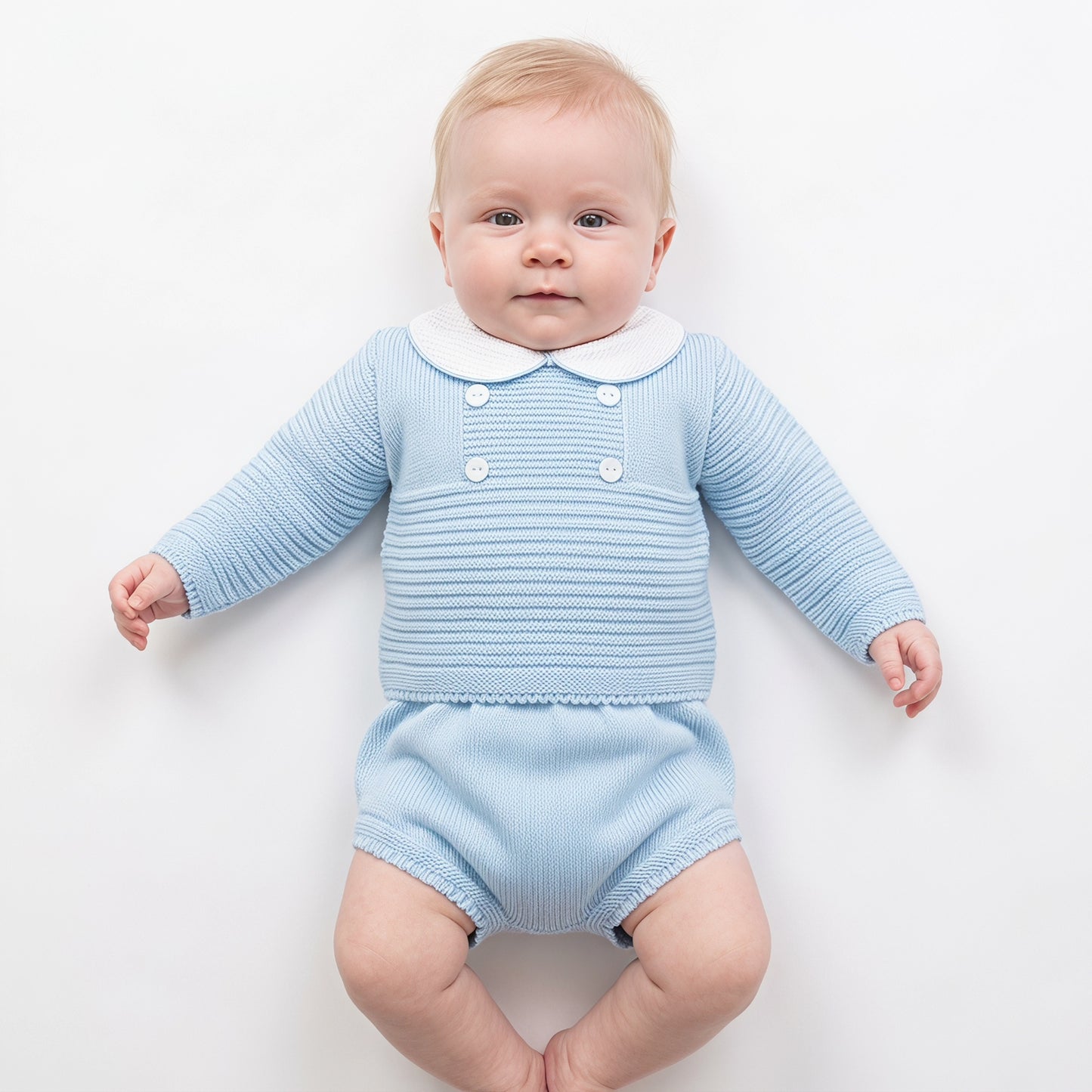 Baby Boys Blue Knitted Two-Piece Outfit