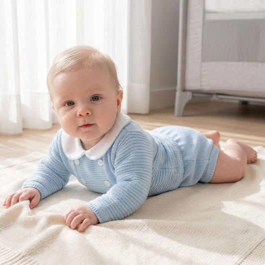 Baby Boys Blue Knitted Two-Piece Outfit