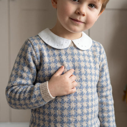 Baby Boys Beige Dogtooth Knit Pram Suit