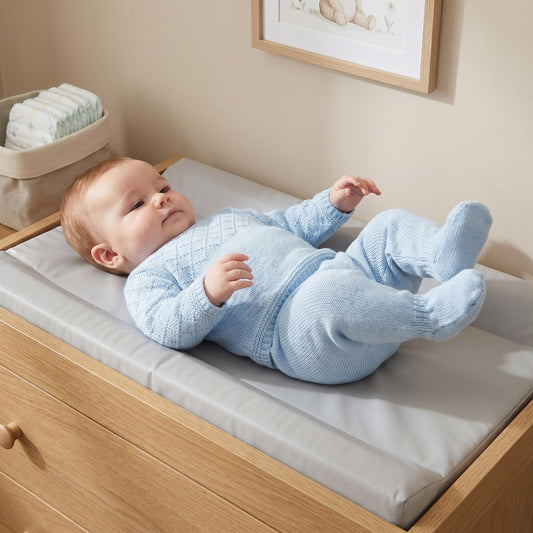 Baby Boys Blue Pointelle Knit Pram Suit