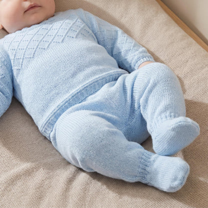 Baby Boys Blue Pointelle Knit Pram Suit