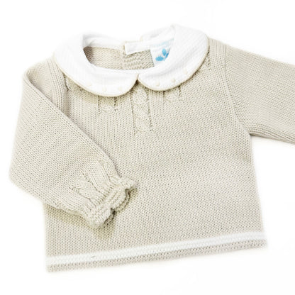 Baby Boys Stone Knitted Two-Piece Outfit