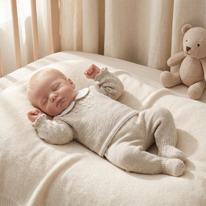 Baby Boys Stone Knitted Two-Piece Outfit