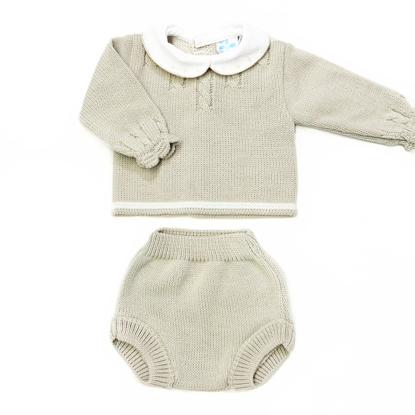 Baby Boys Stone Knitted Two-Piece Outfit