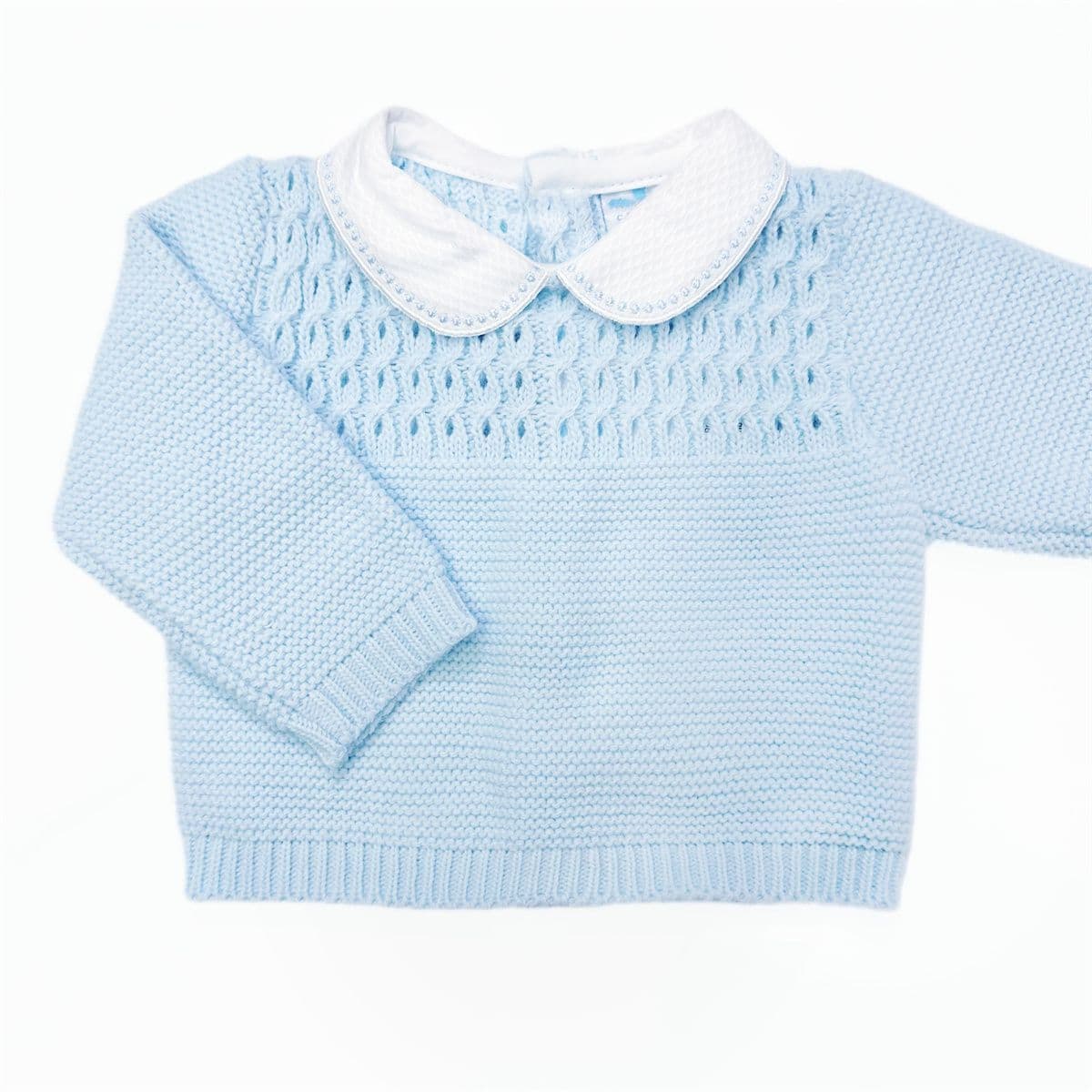 023MC-171 SARDON Baby Boy Blue Cable Knit Pram Suit