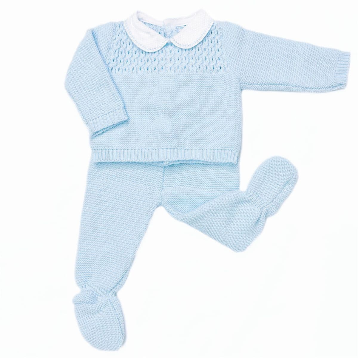 023MC-171 SARDON Baby Boy Blue Cable Knit Pram Suit