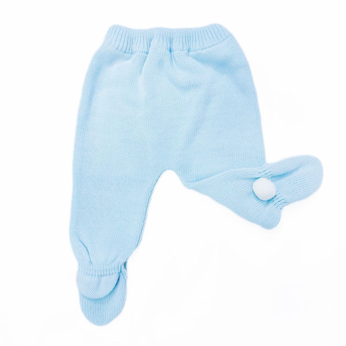 023RF-705 SARDON Baby Boy Blue Pom Knit Pram Suit with Leggings
