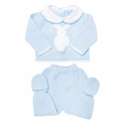 023VE-337 SARDON Baby Boy Blue Bunny Knit Pram Suit