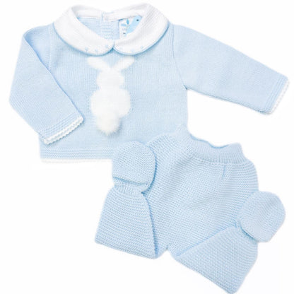 023VE-337 SARDON Baby Boy Blue Bunny Knit Pram Suit