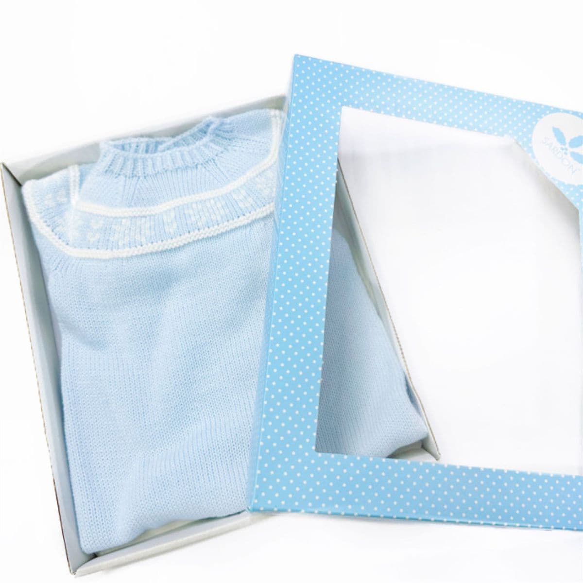 023VE-380 SARDON Baby Boy Blue Snow Flake Knit Bodysuit Onesie