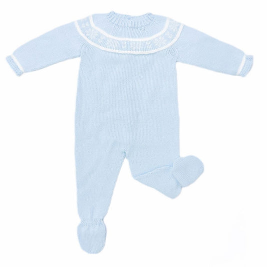 023VE-380 SARDON Baby Boy Blue Snow Flake Knit Bodysuit Onesie