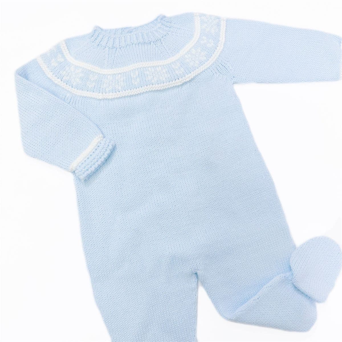 023VE-380 SARDON Baby Boy Blue Snow Flake Knit Bodysuit Onesie