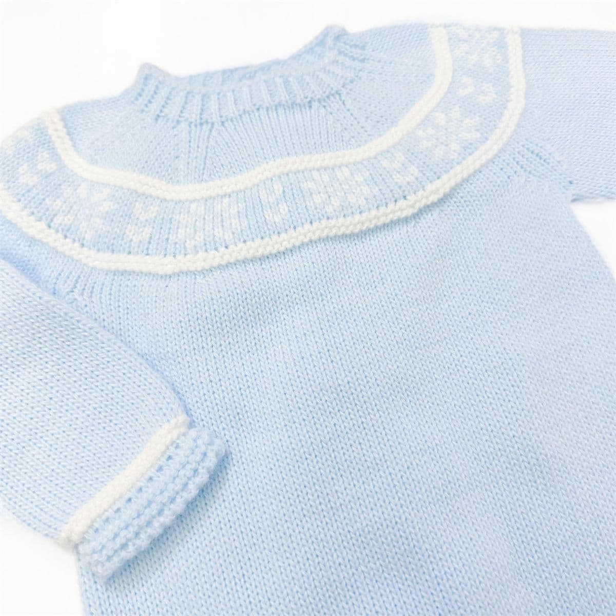 023VE-380 SARDON Baby Boy Blue Snow Flake Knit Bodysuit Onesie