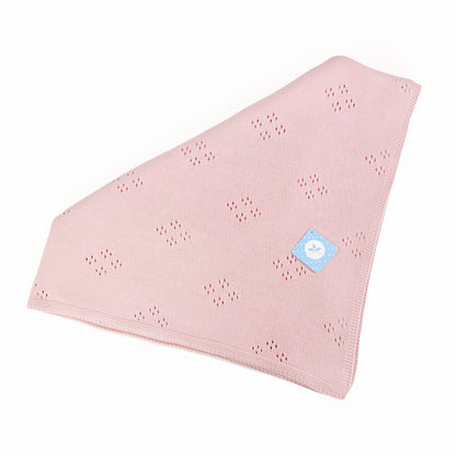 Spanish Dusty Pink Open Knit Baby Shawl