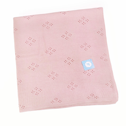 Spanish Dusty Pink Open Knit Baby Shawl