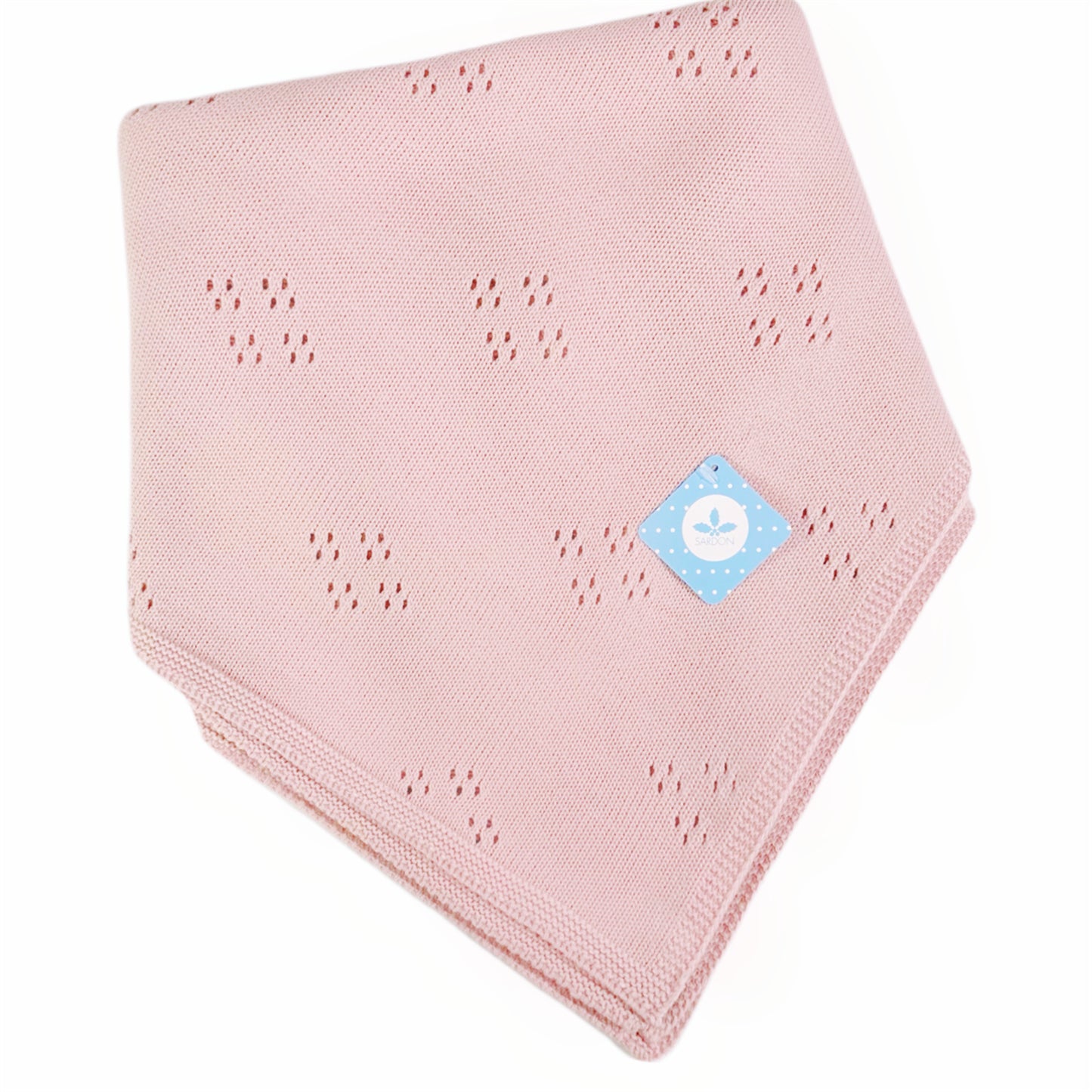 Spanish Dusty Pink Open Knit Baby Shawl