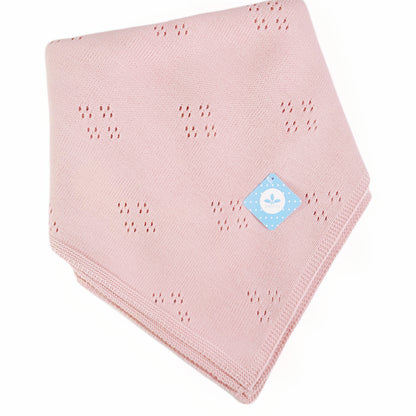 Spanish Dusty Pink Open Knit Baby Shawl