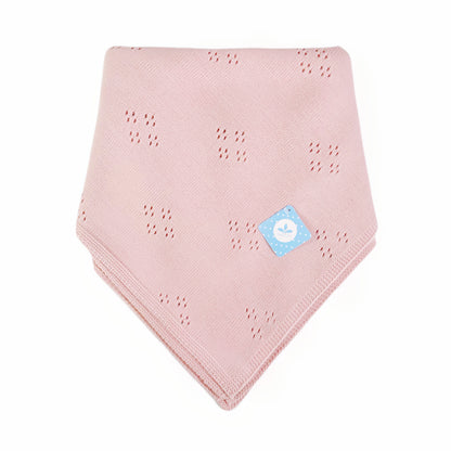Spanish Dusty Pink Open Knit Baby Shawl