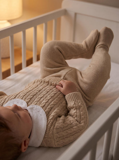 Baby Unisex Beige Knit Top and Trousers Set