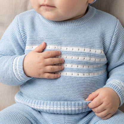 Baby Boys Blue Knit Set with Hat