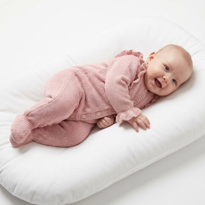 Baby Girls Pink Frill Knit Pramsuit