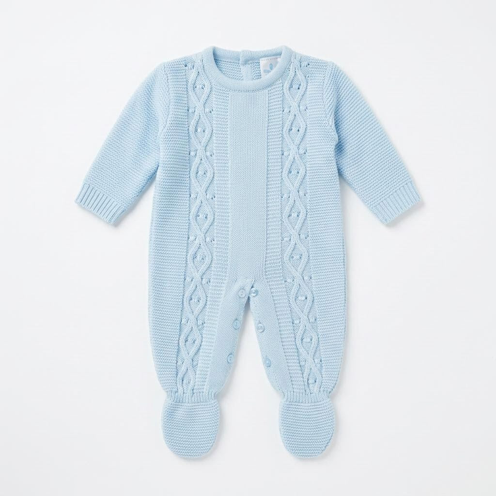Baby Boys Blue Knit Outfit Set