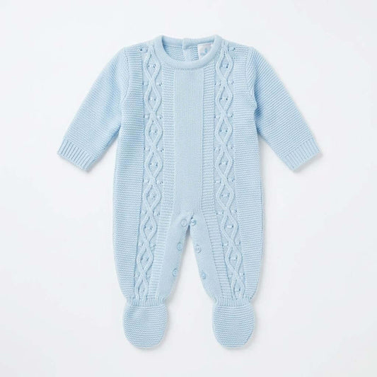 Baby Boys Blue Knit Outfit Set