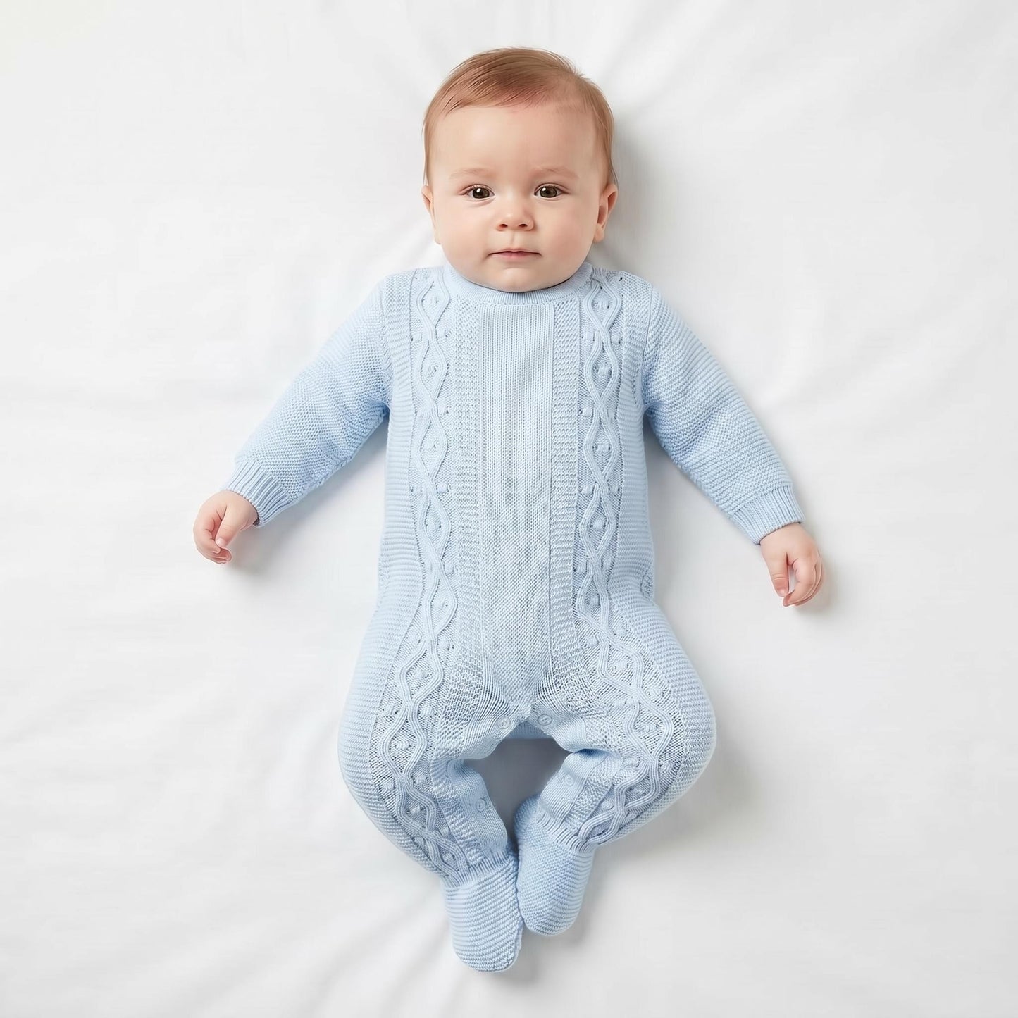 Baby Boys Blue Knit Outfit Set