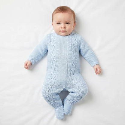 Baby Boys Blue Knit Outfit Set