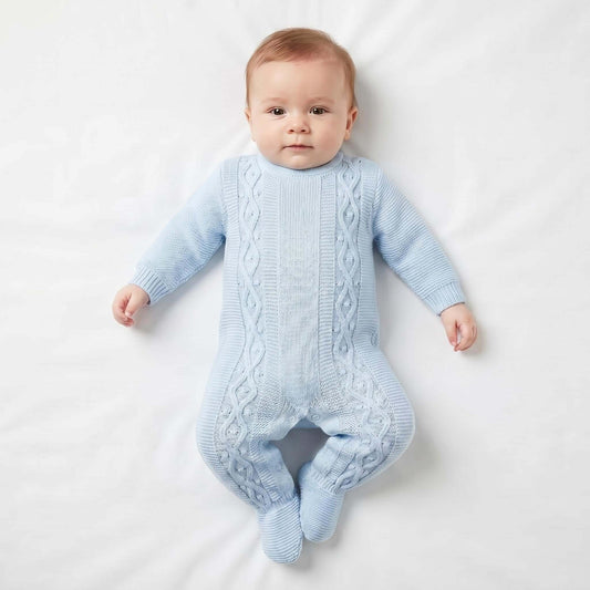 Baby Boys Blue Knit Outfit Set
