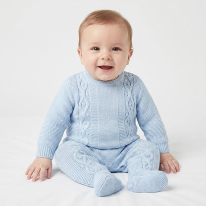 Baby Boys Blue Knit Outfit Set