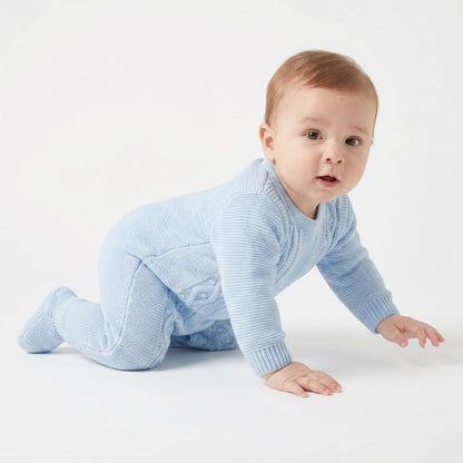 Baby Boys Blue Knit Outfit Set