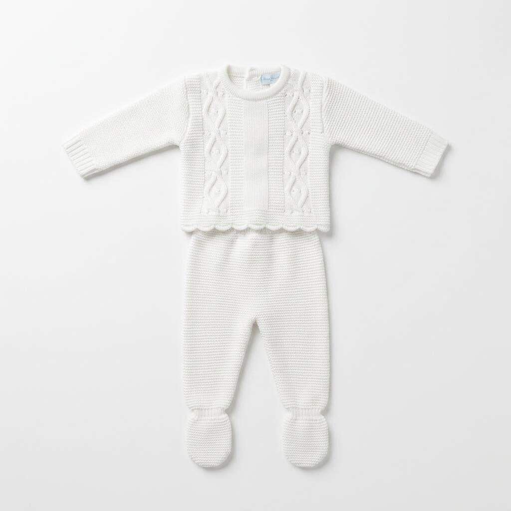 Baby Boys White Knit Two Piece Set