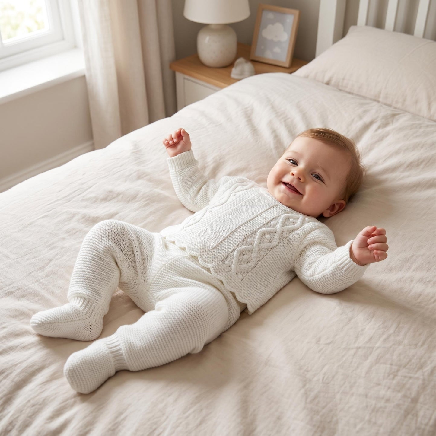 Baby Boys White Knit Two Piece Set