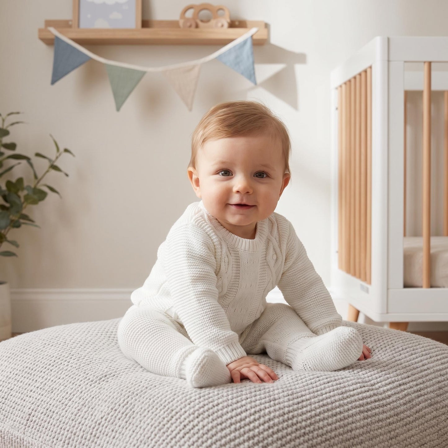 Baby Boys White Knit Two Piece Set