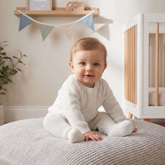 Baby Boys White Knit Two Piece Set