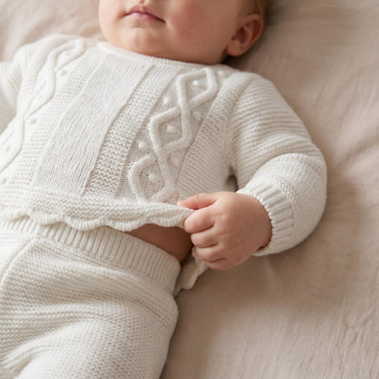 Baby Boys White Knit Two Piece Set