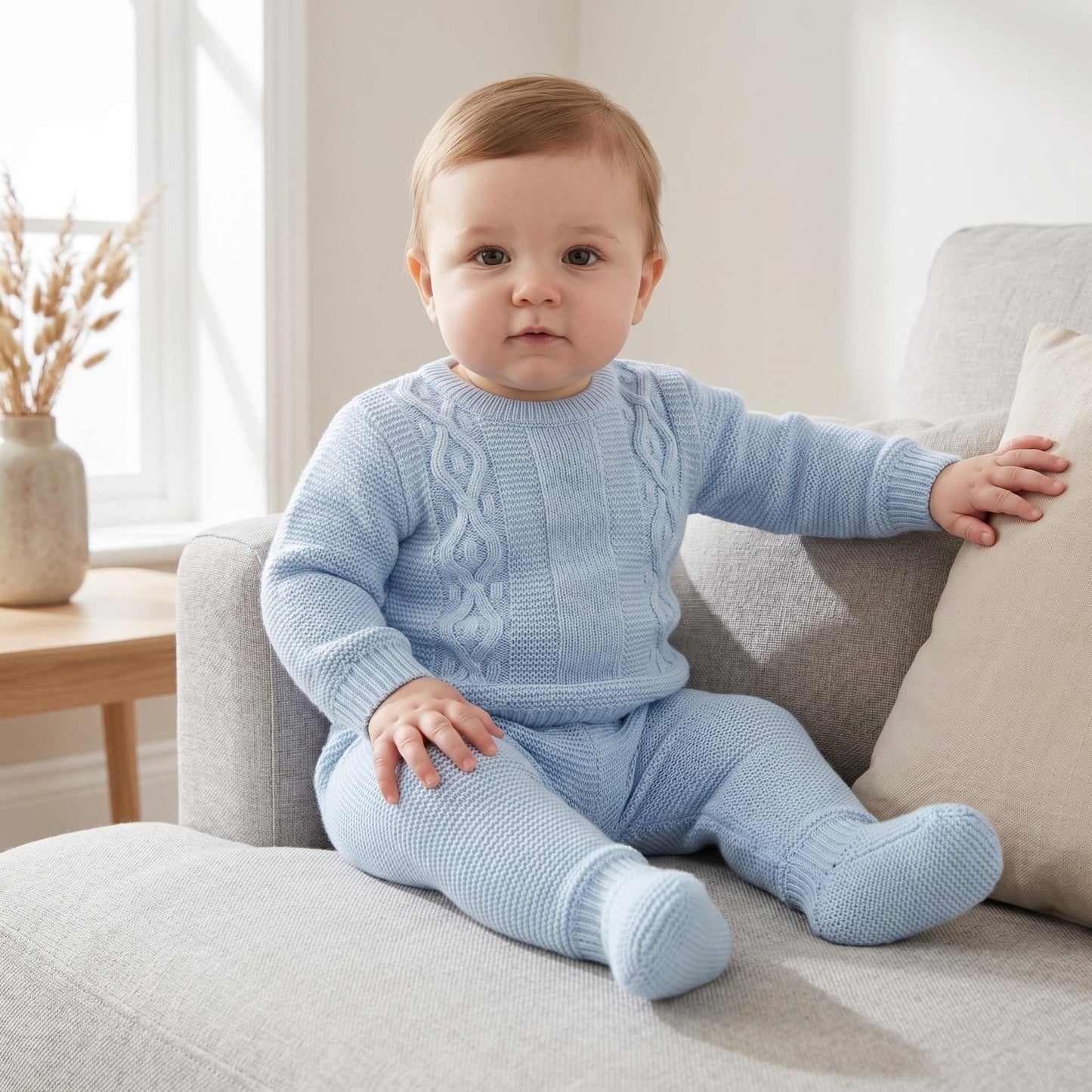 Baby Boys Blue Knit Two Piece Set